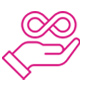 Alles aus einer Hand Icon - Hand mit Unendlichzeichen darüber