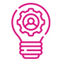 Kompetenz Icon - Glühlampe mit Zahnrad
