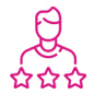 Qualifiziertes Personal Icon - Mensch mit 3 Sternen darunter