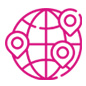 Weltweites Vertriebsnetz Icon - Weltkugel mit Positionsmarkierungen
